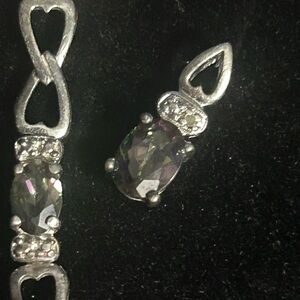 Elegant Silver and Mystic Gemstone  Bracelet & Pendant